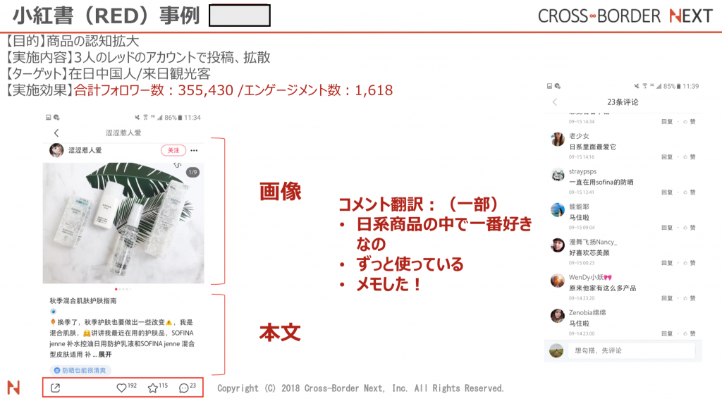 スクリーンショット 2019-06-15 10.01.53 | クロスボーダーネクスト株式会社 小紅書(RED)インフルエンサーKOLを活用した化粧品メーカーの事例:商品認知拡大を目的