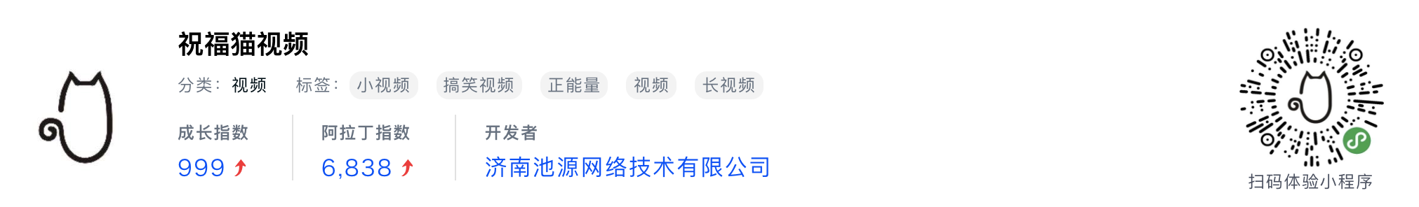 WeChatミニプログラム最新ランキングTOP20【2019年6月版】6位：祝福猫视频
