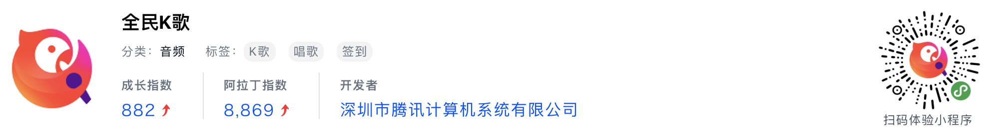 WeChatミニプログラム最新ランキングTOP20【2019年6月版】11位 ：全民k歌