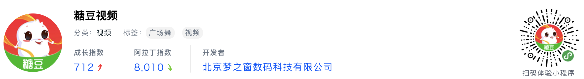 WeChatミニプログラム最新ランキングTOP20【2019年6月版】15位 ：糖豆视频