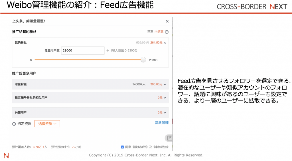 WEIBO(微博/ウェイボー)の機能⑥:広告配信