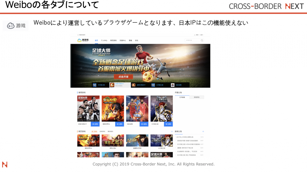 WEIBO(微博/ウェイボー)の機能③:ゲーム機能